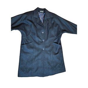 Vintage Lady Suzette Women's Wool Blend Long Overcoat Coat XL USA Black